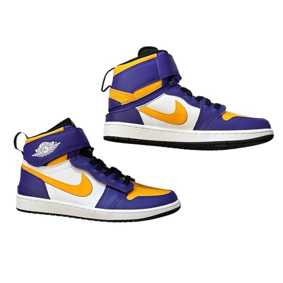 NEW Men’s Air Jordan 1 Hi FlyEase size 10 Purple LA Lakers Retro OG - Picture 5 of 13